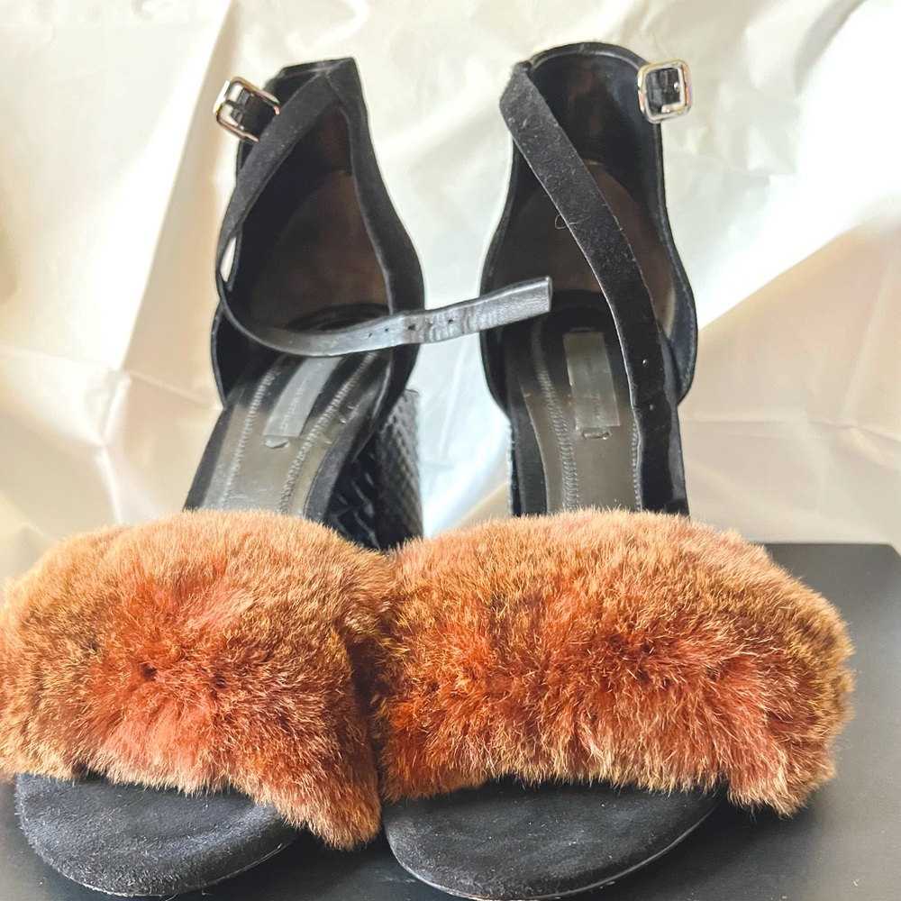 Alexander Wang Abby Brown Fur/Black Snake Emboss